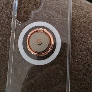 Clear Phone Case with Rose Gold Ring Grip